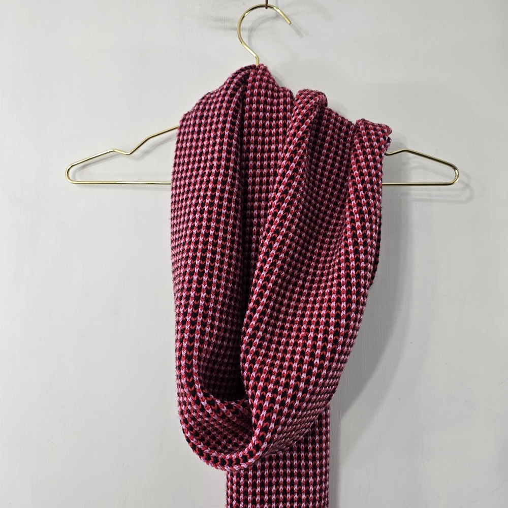 Coach Tricolor Tuckstitch Scarf Wool Blend Rectangular Chunky Knit Wrap F85218 - Picture 4 of 6